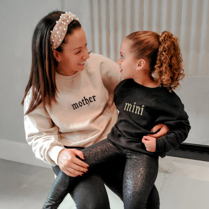 Mother and Mini Matching Sweatshirts and Baby Outfits