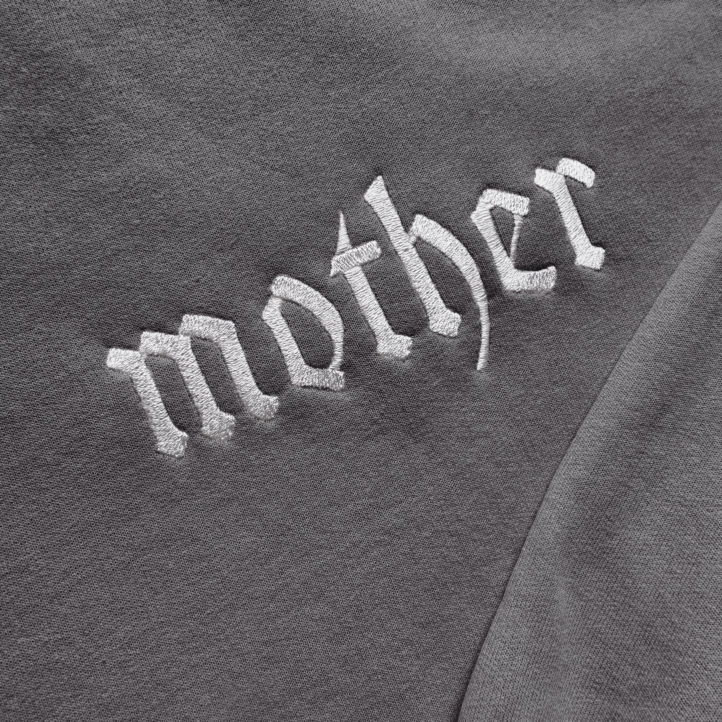 'Mother' Edgy Embroidered Gray Hoodie
