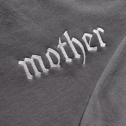 'Mother' Edgy Embroidered Gray Hoodie