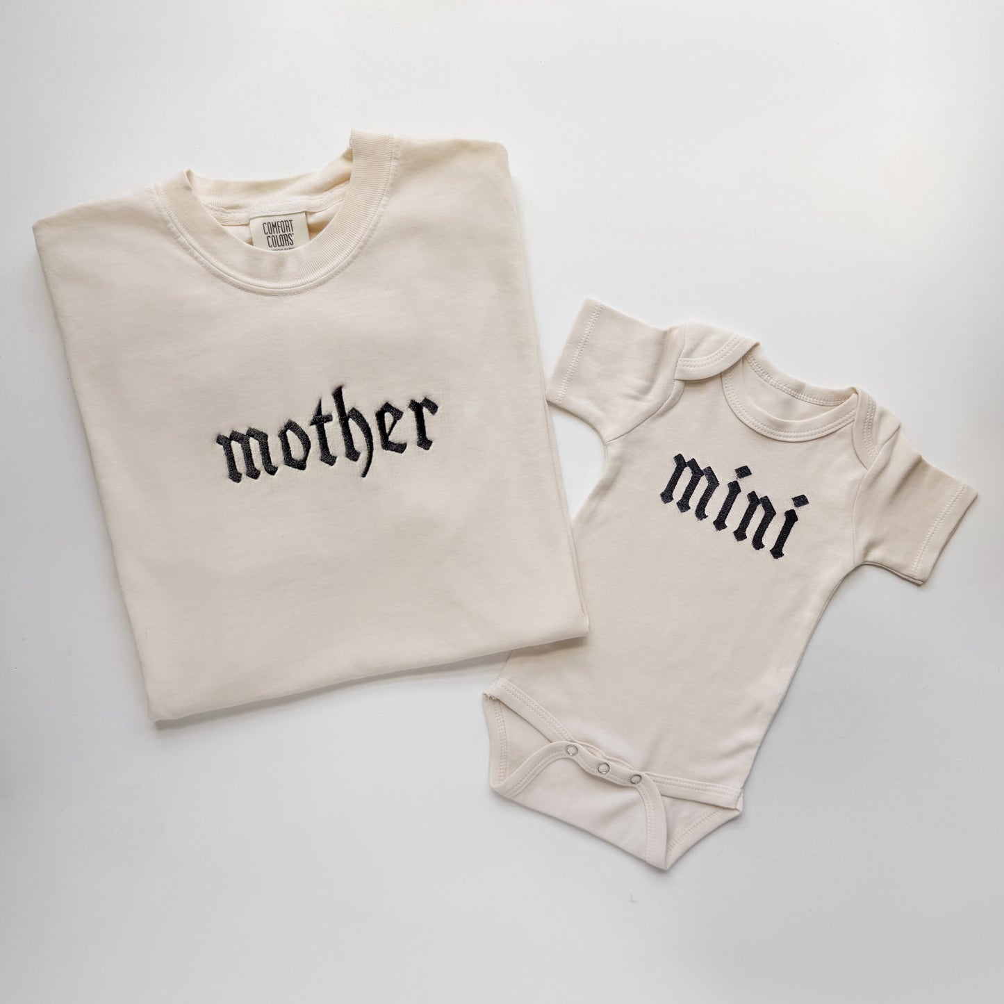 Mother + Mini Embroidered Tees and Baby Outfits