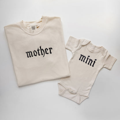 Mother + Mini Embroidered Tees and Baby Outfits