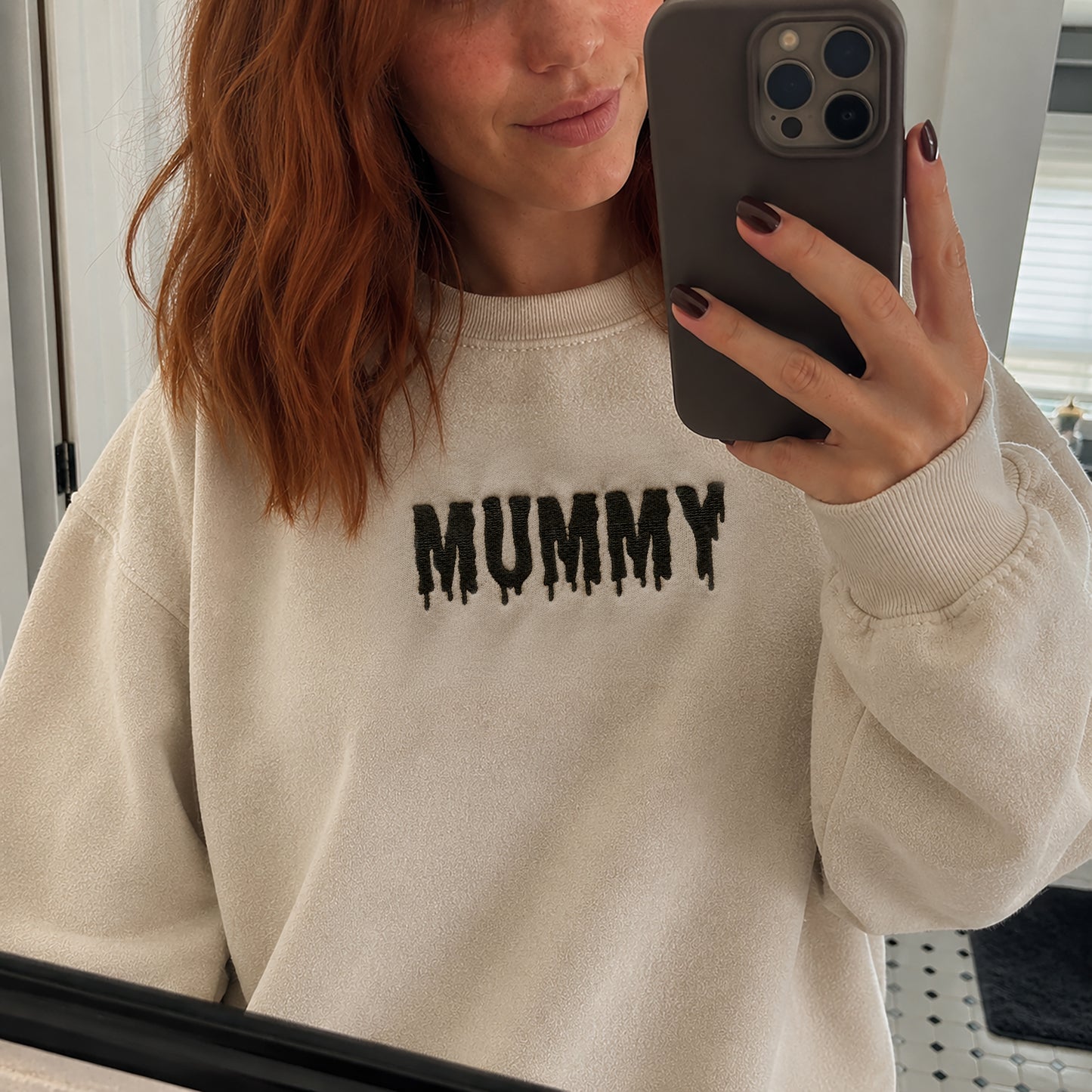 Mummy & Mummy’s Boy Halloween Matching Set | Embroidered Mummy Sweatshirt & Baby Bodysuit