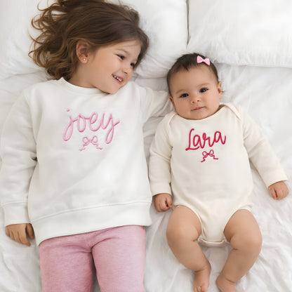 Personalized Name Bow Sweatshirts & Baby Outfits