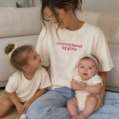 Outnumbered by Girls Embroidered T-Shirt | Girl Mom Shirt