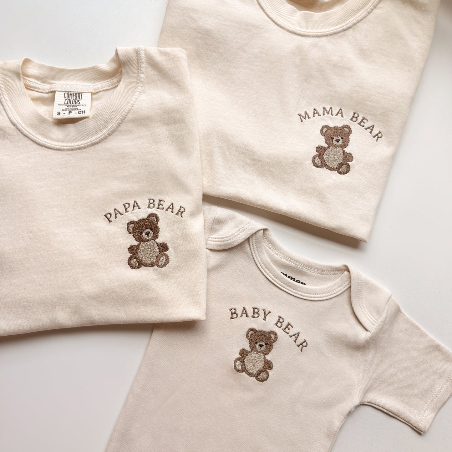 Papa Bear & Baby Bear Matching Set | Embroidered Dad and Baby Outfit