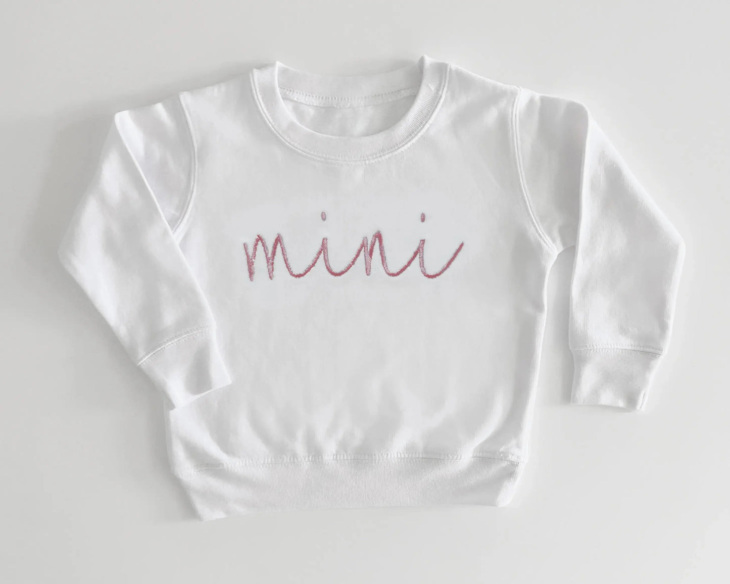 pink mama sweatshirt matching white baby onesie mini embroidered embroidery crewneck pullover mommy and me set baby shower gift baby girl