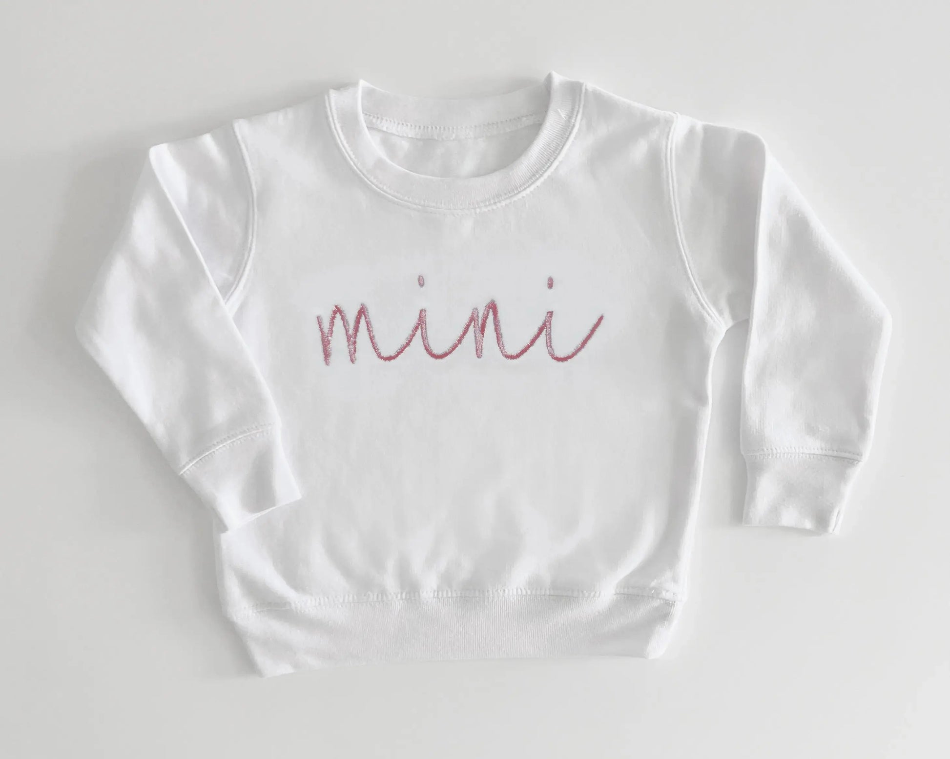 pink mama sweatshirt matching white baby onesie mini embroidered embroidery crewneck pullover mommy and me set baby shower gift baby girl