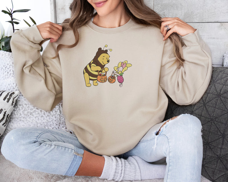 Embroidered Pooh and Piglet Halloween Sweatshirt