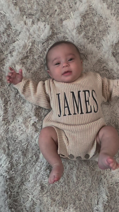 Personalized Embroidered Baby Sweater Romper