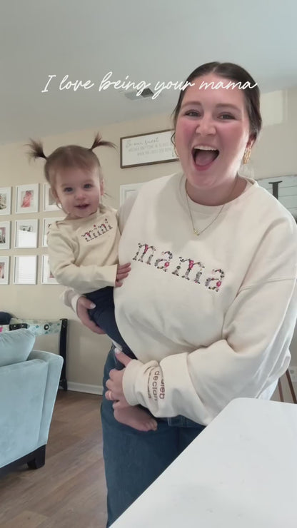 Cream Floral Mother Daughter Matching Outfits