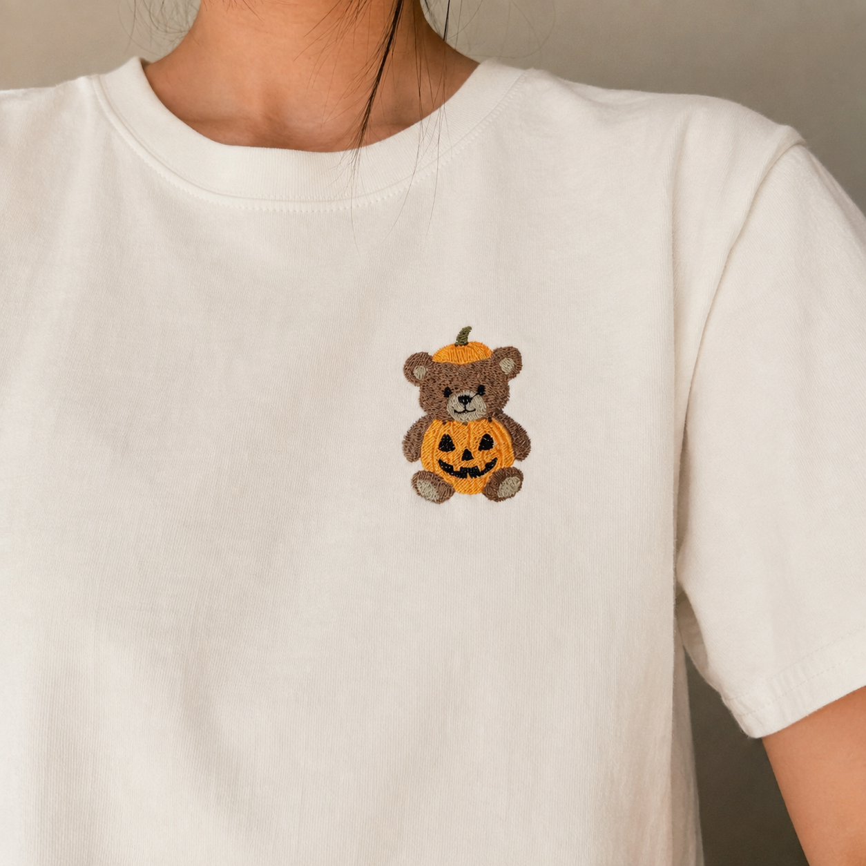 Embroidered Pumpkin Bear Matching Family Shirts & Baby Outfits