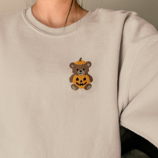 Embroidered Pumpkin Bear Matching Family Sweatshirts & Baby Outfits