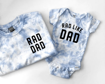 rad dad rad like dad matching baby onesies bodysuits t shirt baby and dad matching father son daughter newborn gift fathers day birthday tie dye matching outfits