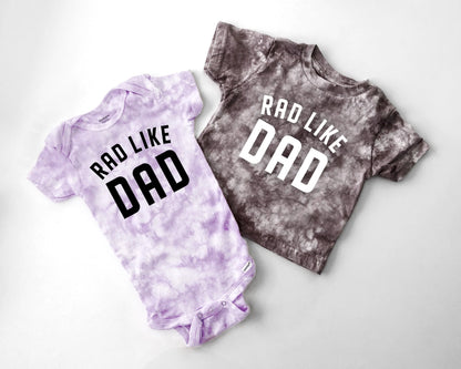 rad dad rad like dad matching baby onesies bodysuits t shirt baby and dad matching father son daughter newborn gift fathers day birthday tie dye matching outfits