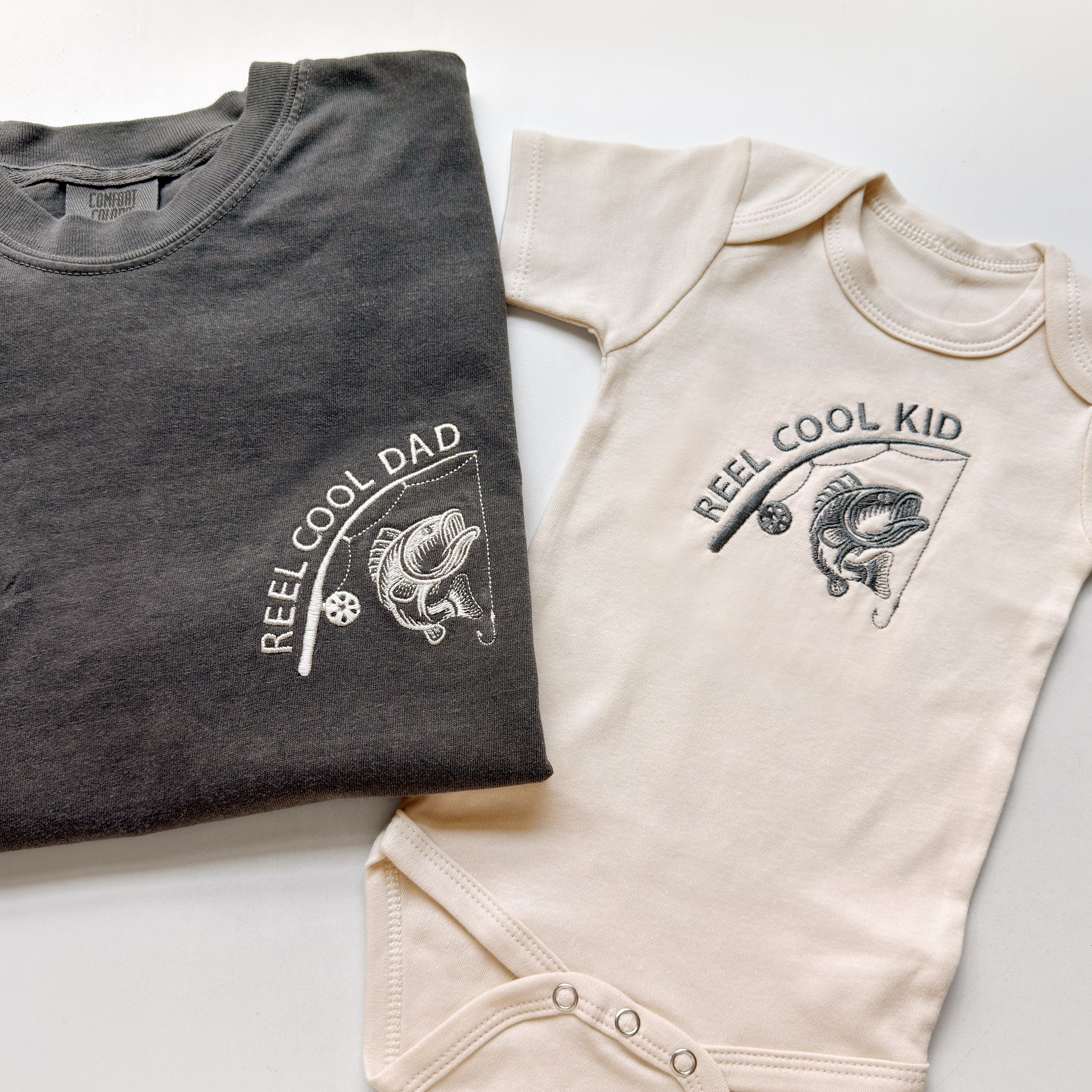 Matching Fishing Shirts | Reel Cool Dad & Kid Embroidered Tees