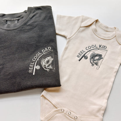 Matching Fishing Shirts | Reel Cool Dad & Kid Embroidered Tees