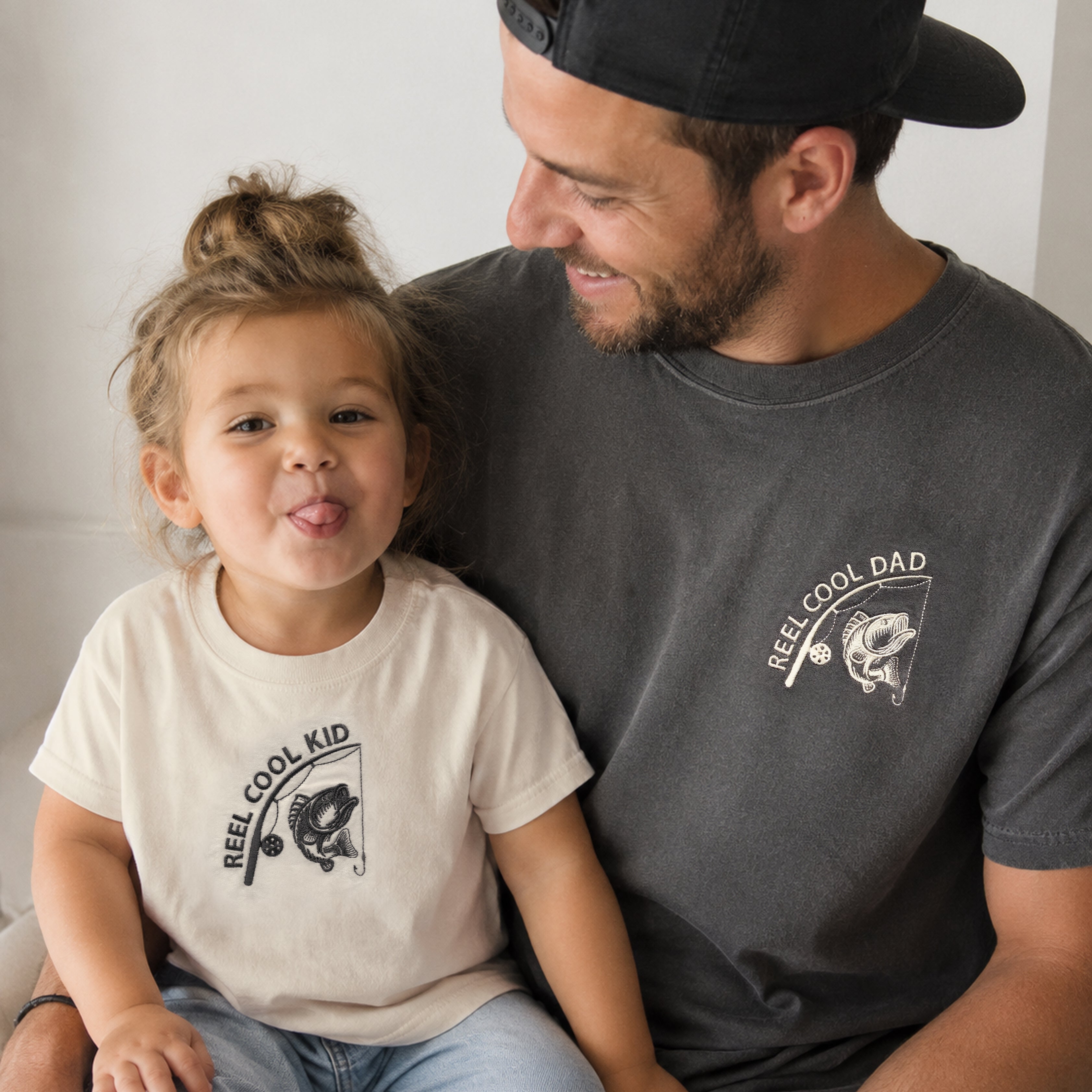 Matching Fishing Shirts | Reel Cool Dad & Kid Embroidered Tees