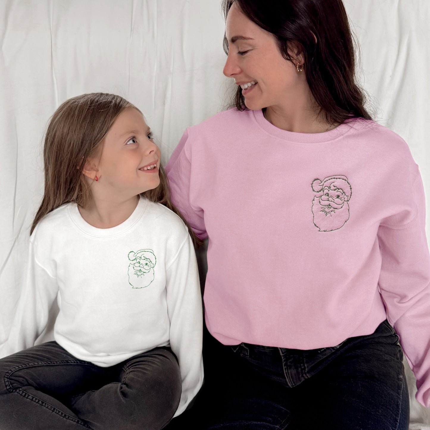 Retro Santa Embroidered Christmas Sweatshirts