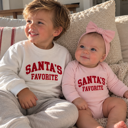 Santa's Favorite Christmas Matching Family Sweatshirts & Baby Outfits
