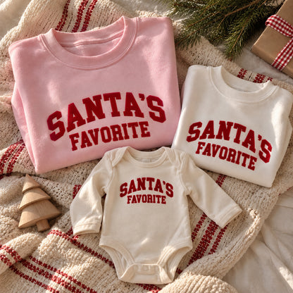 Santa's Favorite Christmas Matching Family Sweatshirts & Baby Outfits