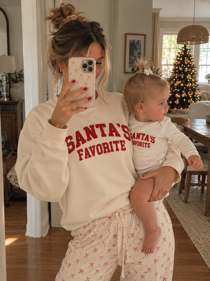Santa's Favorite Christmas Matching Family Sweatshirts & Baby Outfits