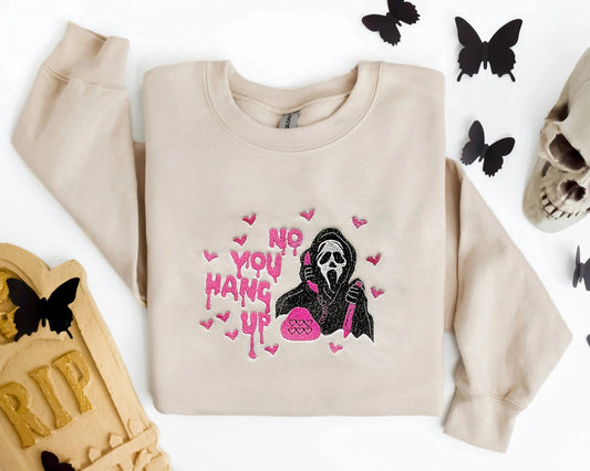 ghostface scream halloween sweatshirt in sand folded