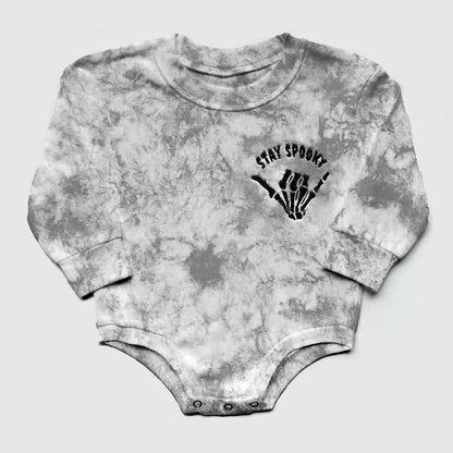 stay spooky gray embroidered tie dye halloween sweatshirt halloween crewneck in mom and baby matching