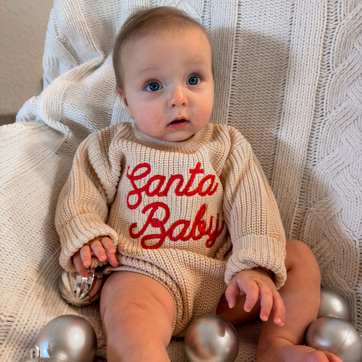 Santa Baby Knit Sweater Romper