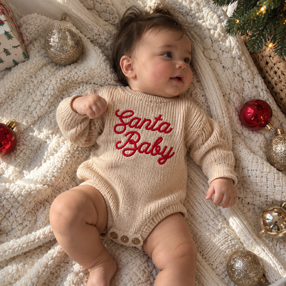 Santa Baby Knit Sweater Romper