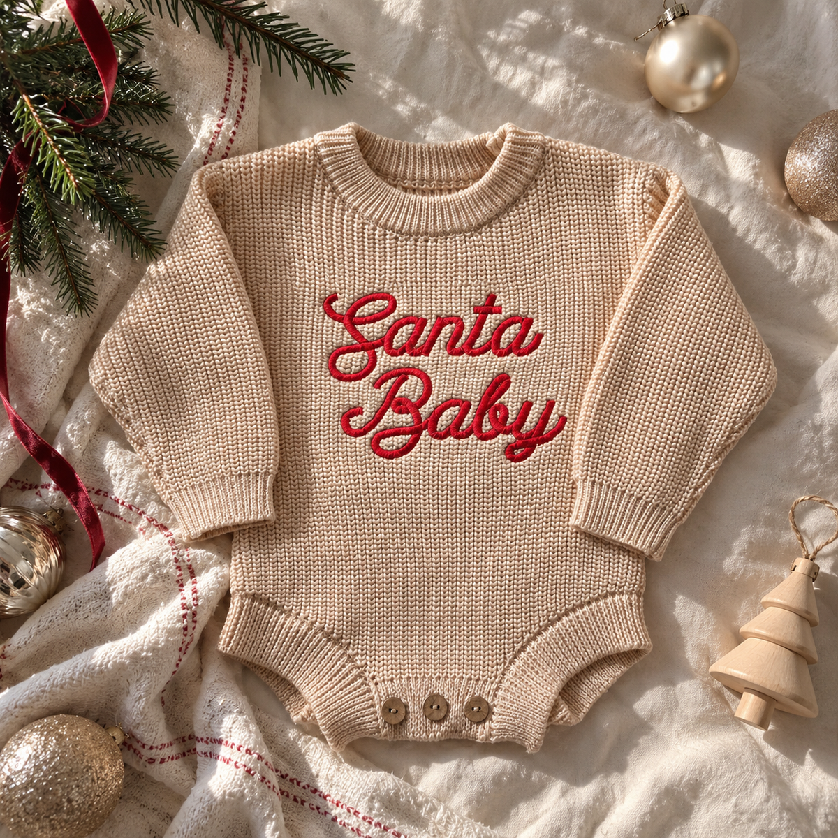 Santa Baby Knit Sweater Romper