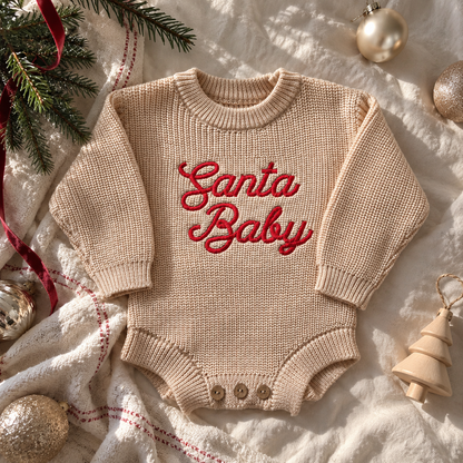 Santa Baby Knit Sweater Romper