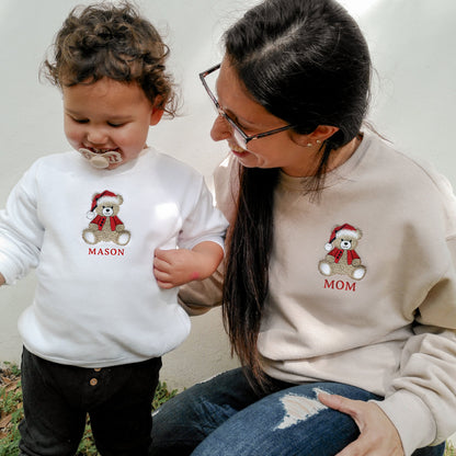 Personalized Teddy Bear Embroidered Matching Holiday Sweatshirts