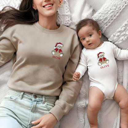 Personalized Teddy Bear Embroidered Matching Holiday Sweatshirts