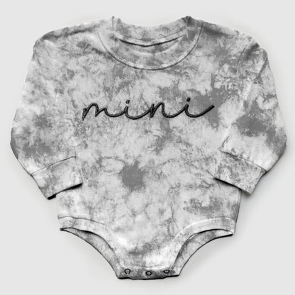 mama mini embroidered embroidery tie dye matching mommy and me sweatshirts crewneck pullover hoodie bubble romper newborn gift baby shower mothers day mommy and me outfits gray