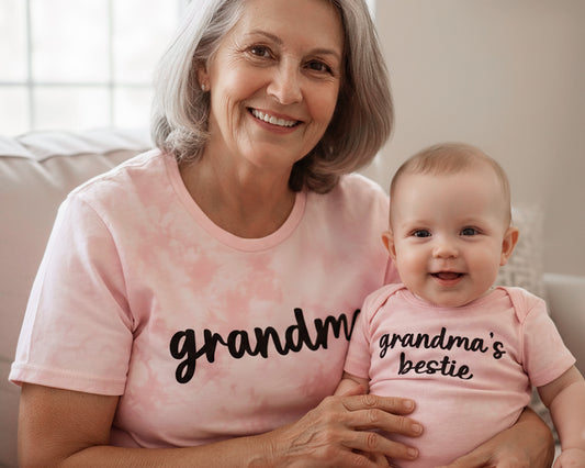 Tie Dye Matching Grandma and Me Shirt Set for Grandmothers, Babies and Toddlers