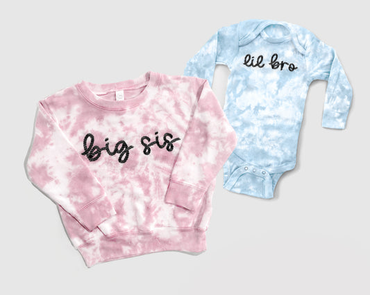 big sister little sister matching sibling outfits big sis lil bro lil sis sweatshirt in pink and blue