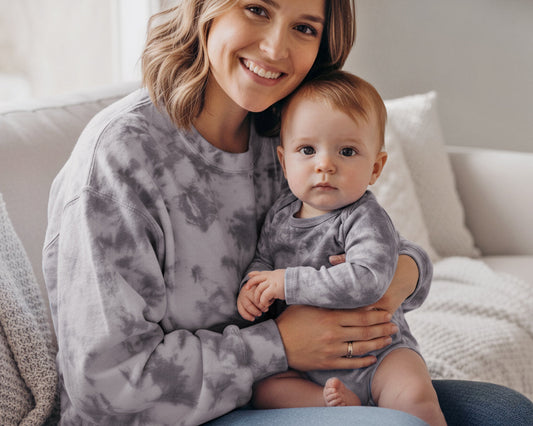 Matching Tie Dye Sweatshirts and Baby Bodysuits