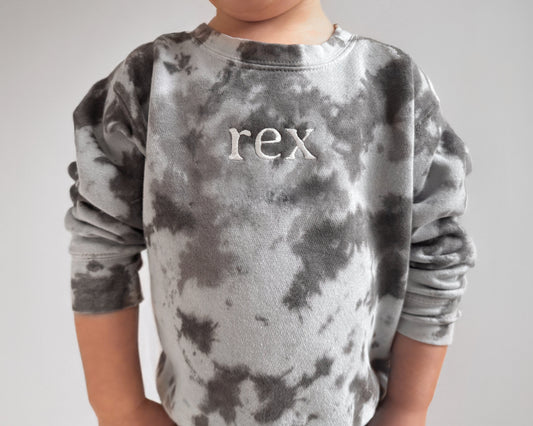Custom Tie-Dye Kids Sweatshirt with Personalized Name Embroidery