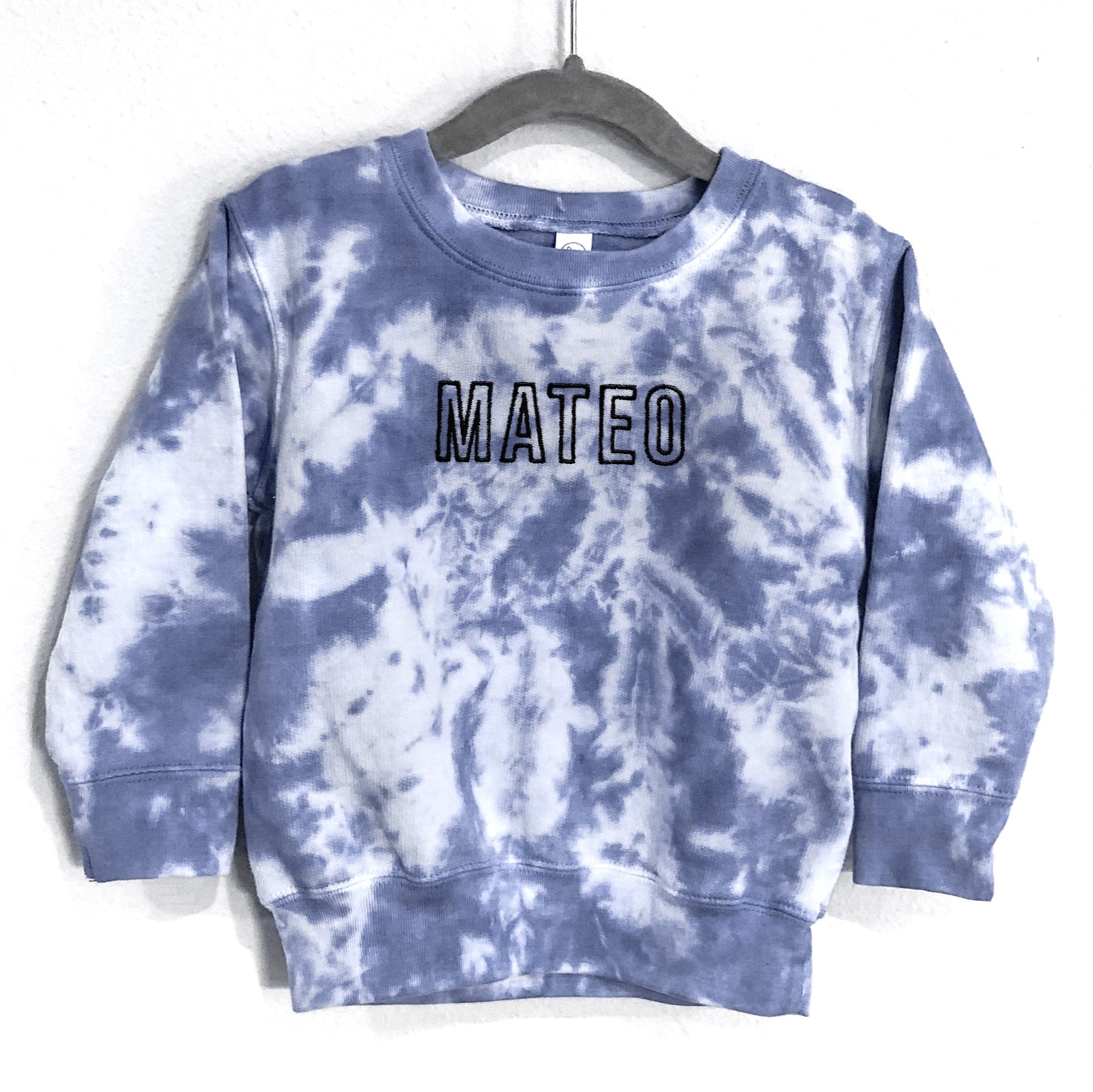 Custom Tie-Dye Kids Sweatshirt with Personalized Name Embroidery