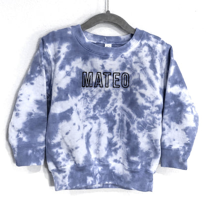 Custom Tie-Dye Kids Sweatshirt with Personalized Name Embroidery