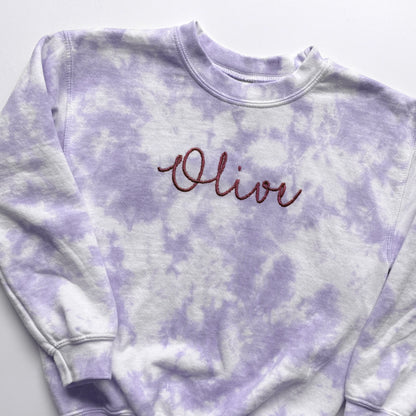 Custom Tie-Dye Kids Sweatshirt with Personalized Name Embroidery