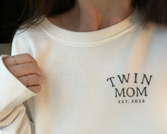 Twin Mom Embroidered Sweatshirt | Personalized Mom of Twins Gift