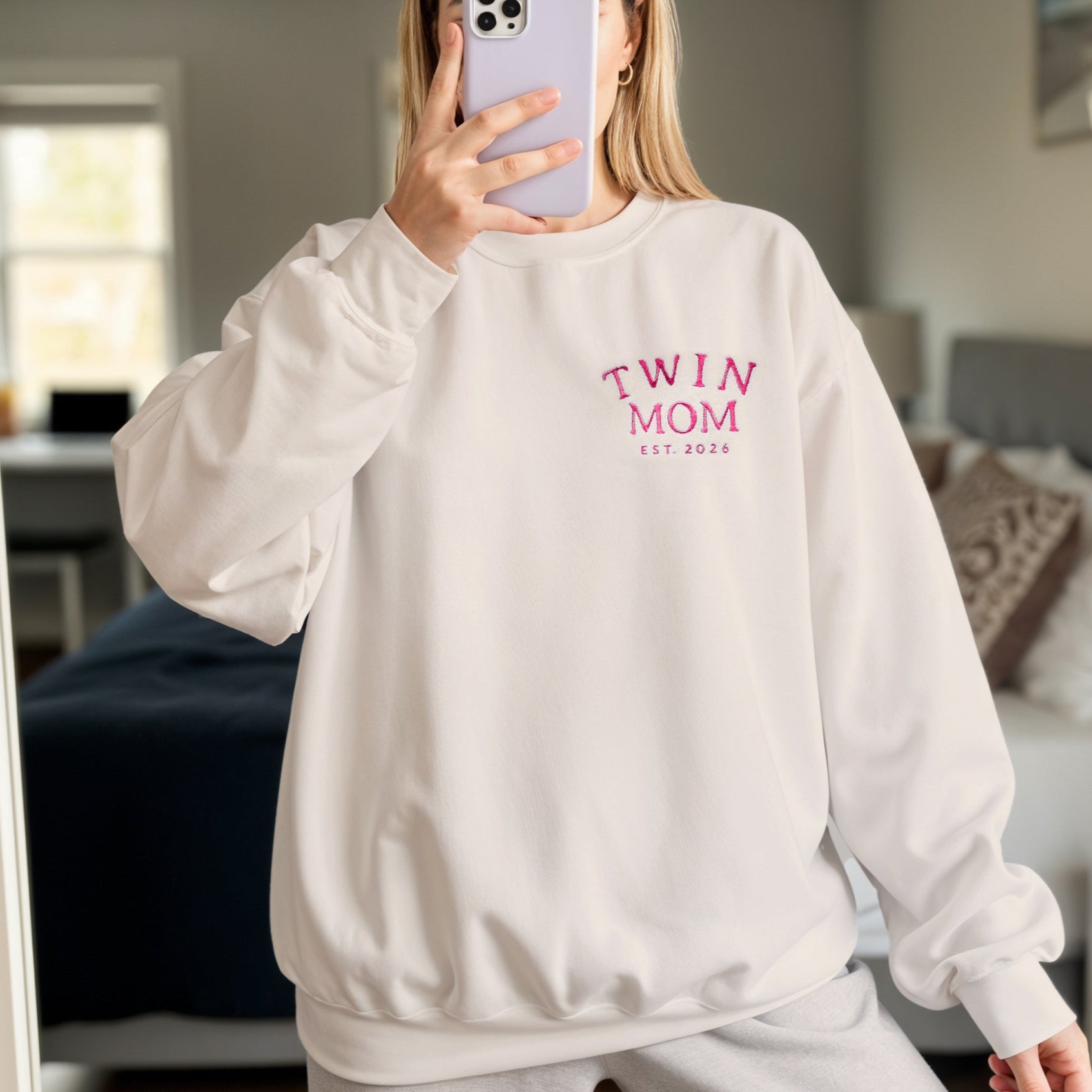 twin mom sweatshirt, gift for twin mom, mom of twins gift, twin mom crewneck, new mom shirt, personalized sweatshirt