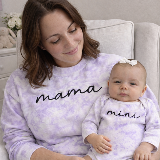 Mommy and Me Custom Embroidered Matching Tie Dye Sweatshirts