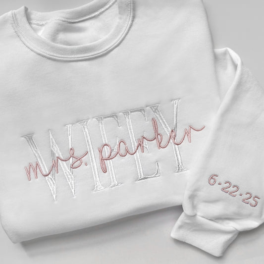 Personalized Wifey Sweatshirt for Wives and Brides