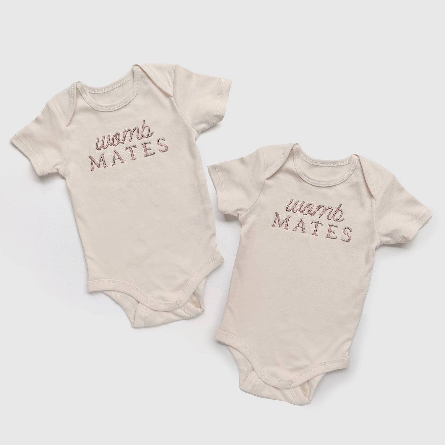 womb mates embroidered onesies for twins, gift for twin babies, twin baby shirts