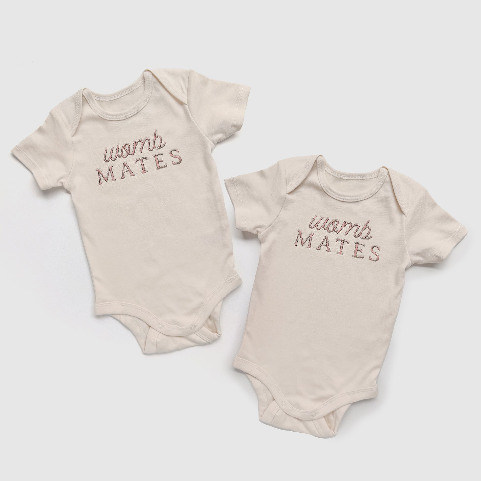 womb mates embroidered onesies for twins, gift for twin babies, twin baby shirts