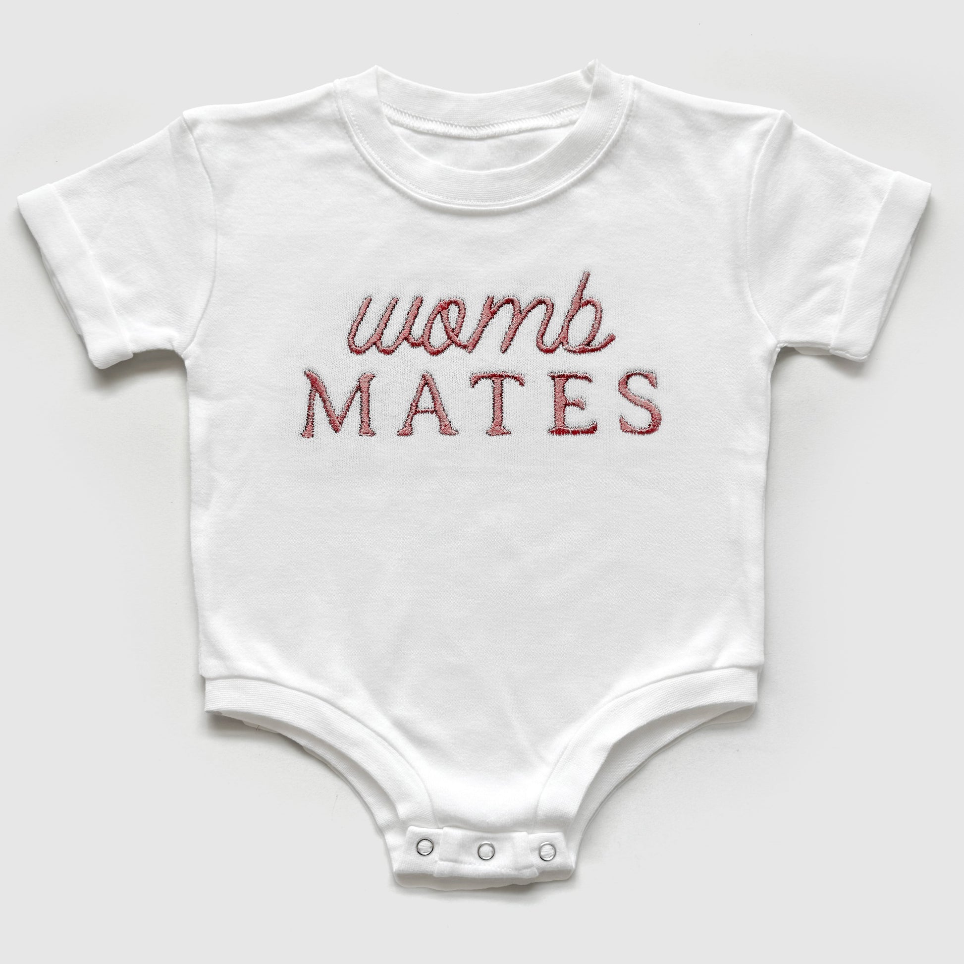 womb mates embroidered onesies for twins, gift for twin babies, twin baby shirts